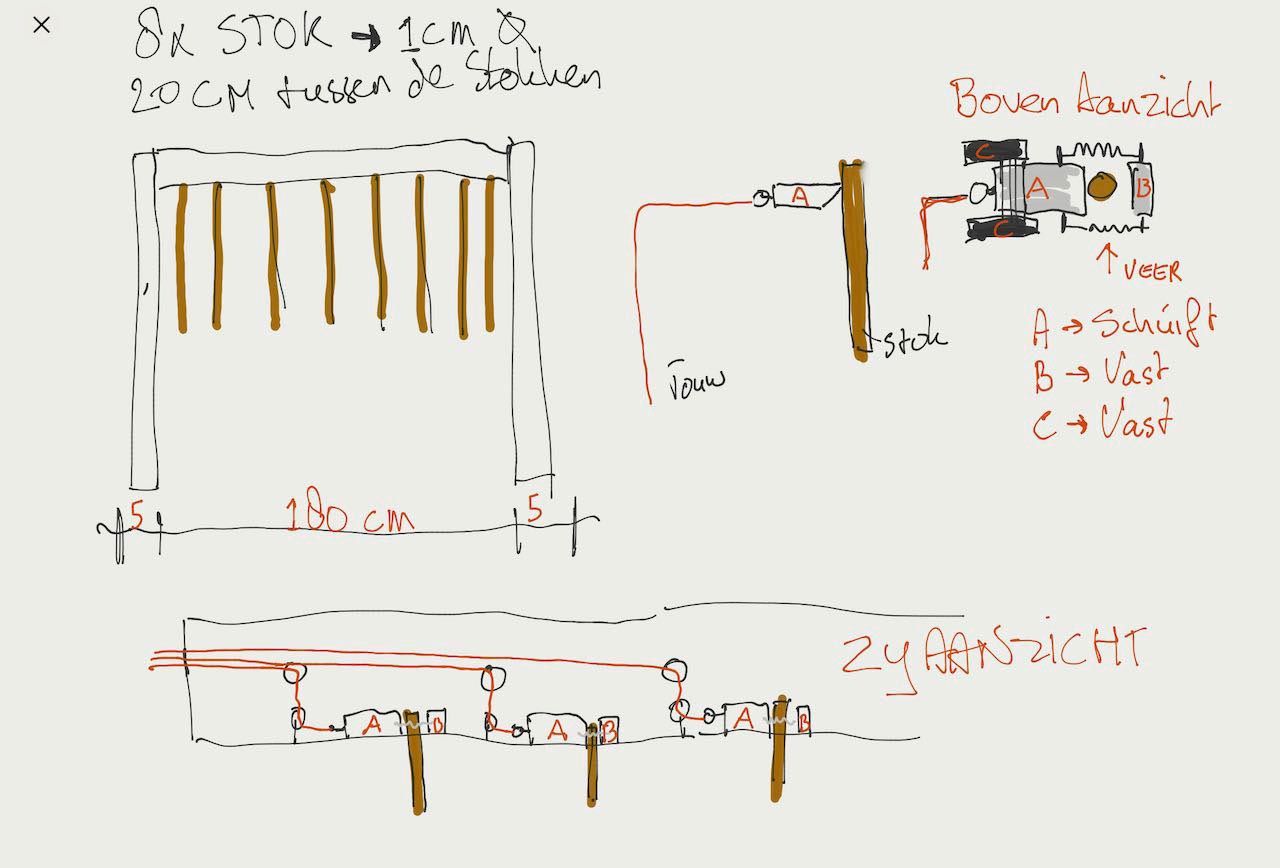 Bouwtekening voor het stokvangspel