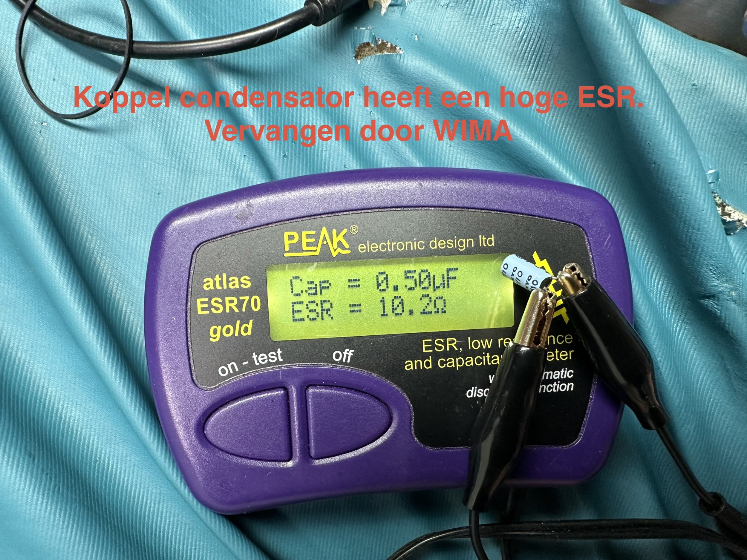 Koppelcondensator aan de ESR meter