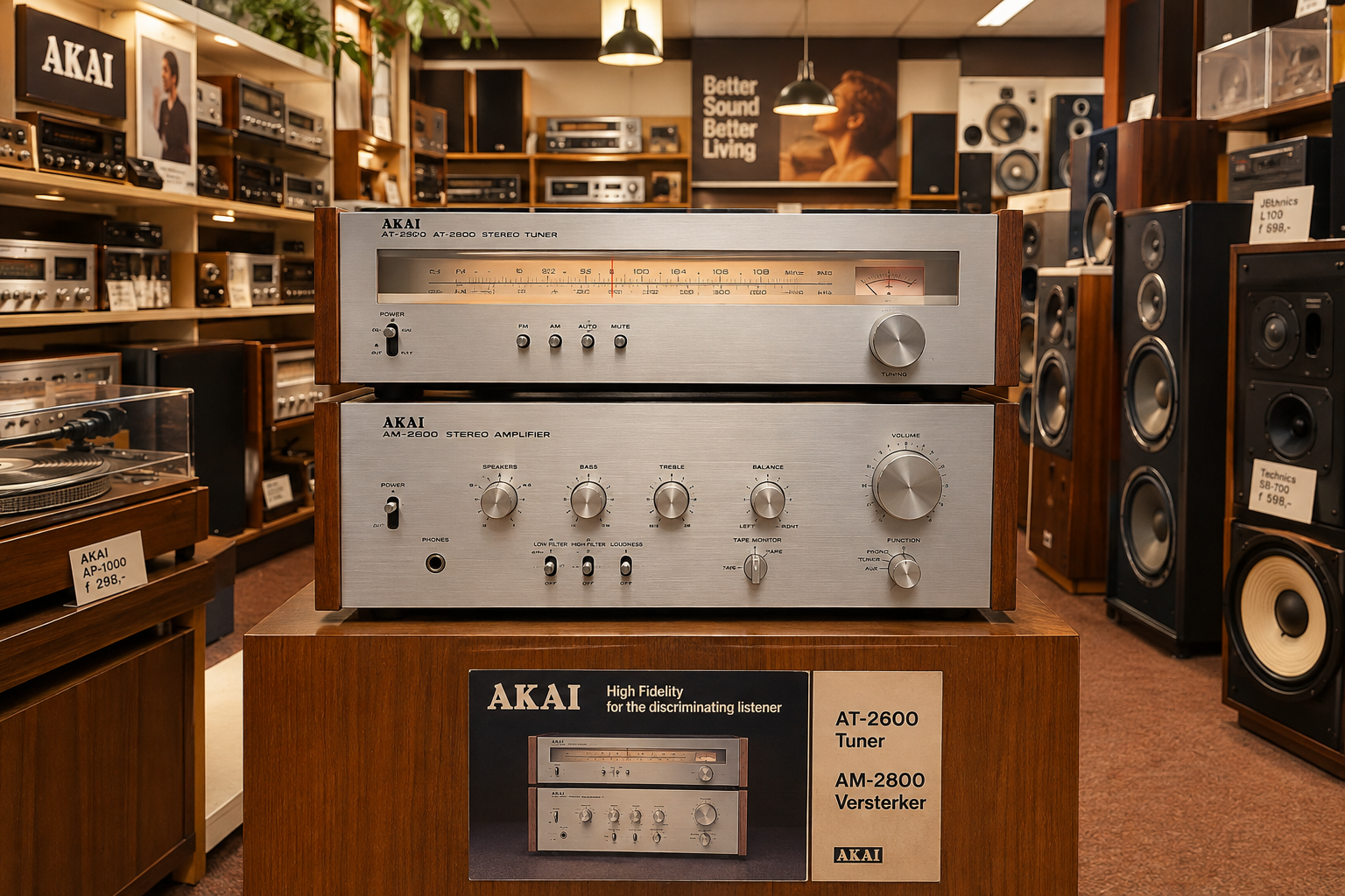 ChatGPT gegenereerde afbeelding van een audiozaak in 1976 versie 1