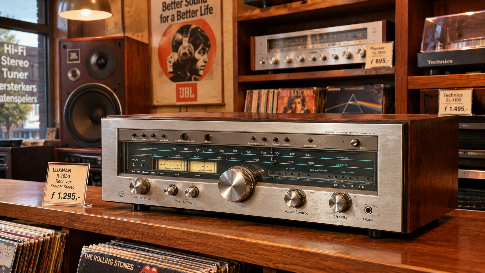 Luxman R-1050 receiver in jaren 70 omgeving