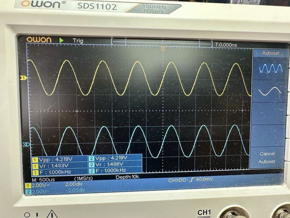 Luxman SQ 505x versterker vermogen op oscilloscoop weergegeven