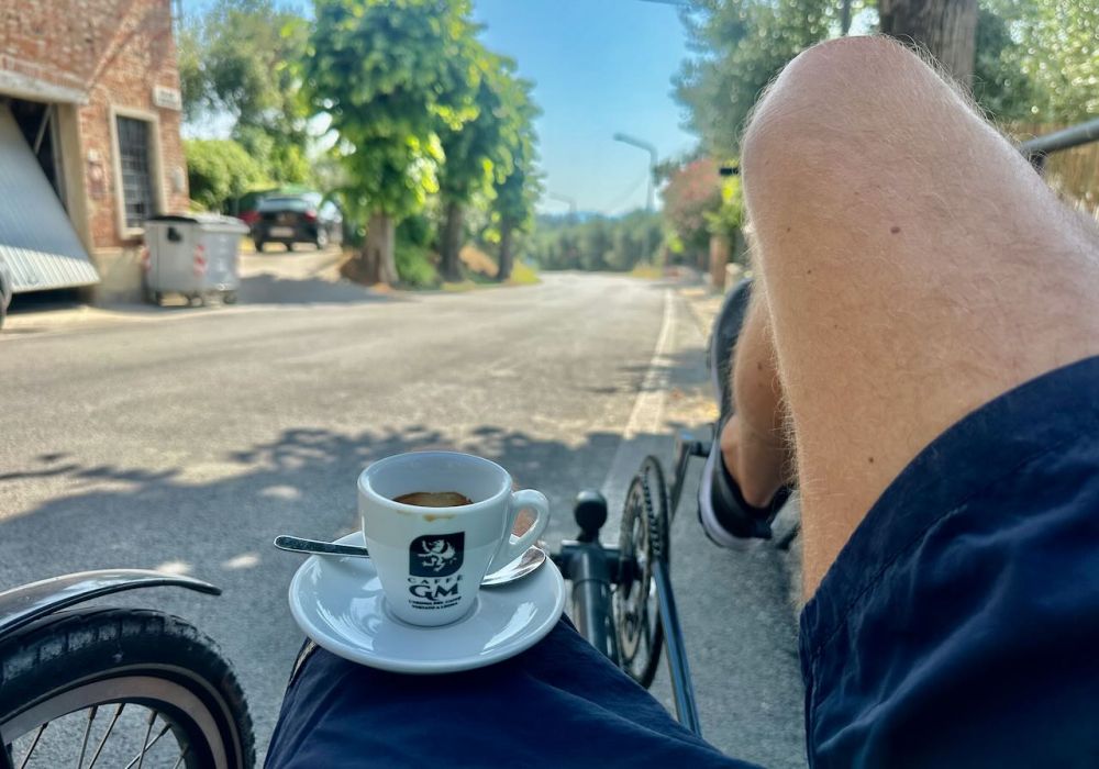 Koffie op de ligfiets 